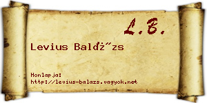Levius Balázs névjegykártya